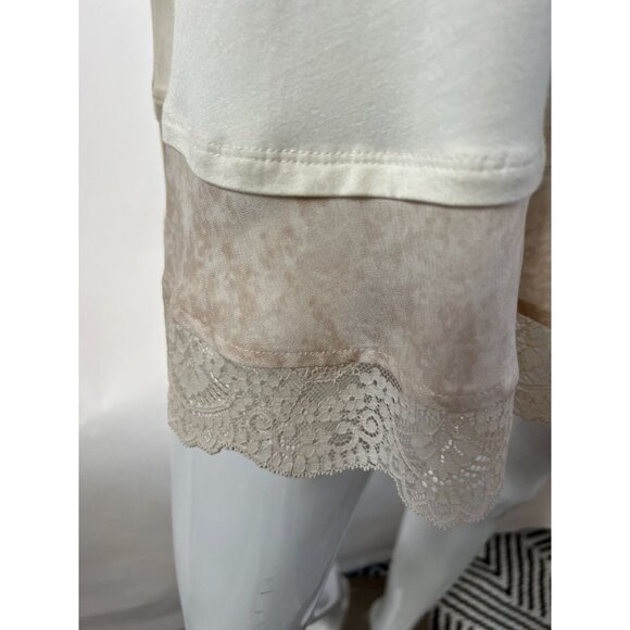 Lori Goldstein LOGO Womens Ivory Tunic Top With Lace Hem Detail Size 1X Soft Str - Picture 9 of 16